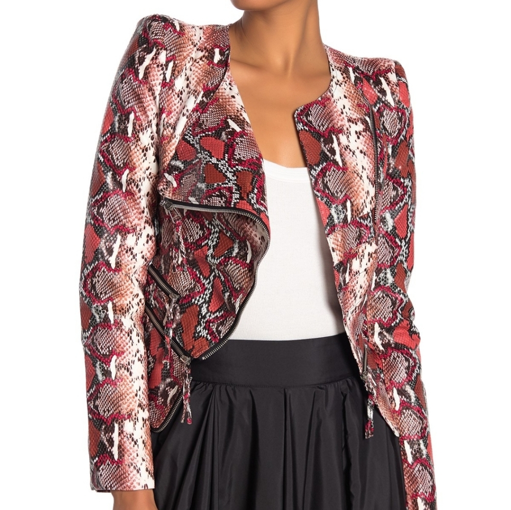 NWT: TOV Power Shoulder Faux Snake Leather Jac… - Picture 4 of 5